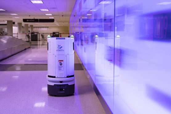 Breezy One disinfecting robot at William P. Hobby Airport in Houston